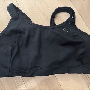 Black Athletic Sports Bra with Subtle Logo